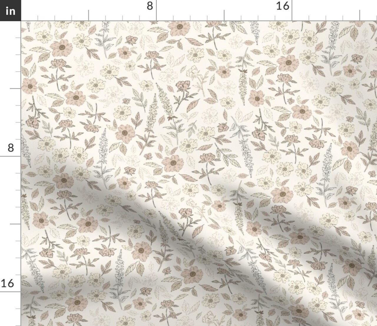 Cottagecore Garden Floral Botanical Flowers Feminine Wildflowers Boho Custom Printed Fabric by Spoonflower Various Fabrics by the Yard or Fat Quarter